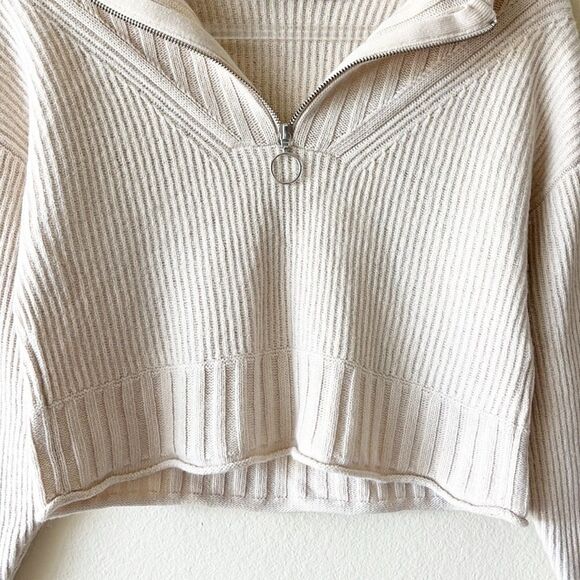 Jonathan Simkhai Lambs Wool And Cashmere Oversized Boxy Collared Cropped Sweater - Picture 4 of 12